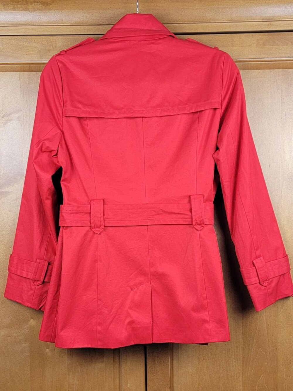 Banana Republic Red Spring Belted Cotton Rain Coat Jacket - SP - Picture 3 of 7